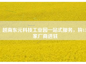 越南東元科技工業(yè)園一站式服務(wù)，拚150家廠商進駐