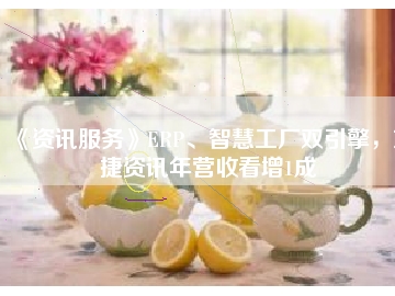 《資訊服務》ERP、智慧工廠雙引擎，東捷資訊年營收看增1成