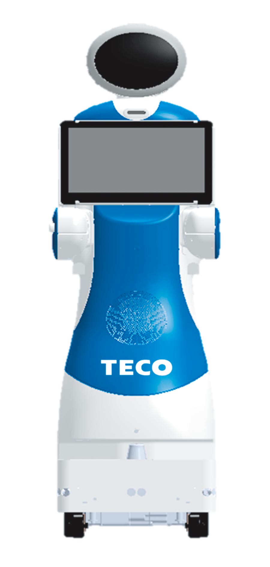 東元今天特別首度亮相自家生產(chǎn)的服務(wù)型機(jī)器人擔(dān)任導(dǎo)覽員。圖/東元提供